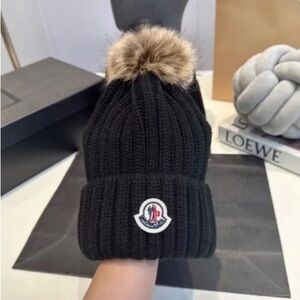 Moncler Wool Beanie with Pom Pom